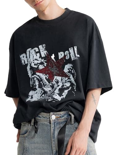 Nicemeet Refined Fabric Mens Crew Neck T Shirts Workout Short Sleeve Tee Tops Bulk (US, Alpha, Small, Medium, Regular, Regular, Red Star Rock) - Image 1