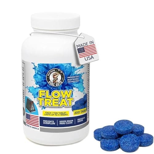 HVAC GUYS – Flow Treat Tabs - 200 Tablets | AC Drain Line Cleaner | Prevents Odors, Keeps HVAC Drain Pan Clean, Prevents Overflow | One Tablet Lasts up to 4 Weeks