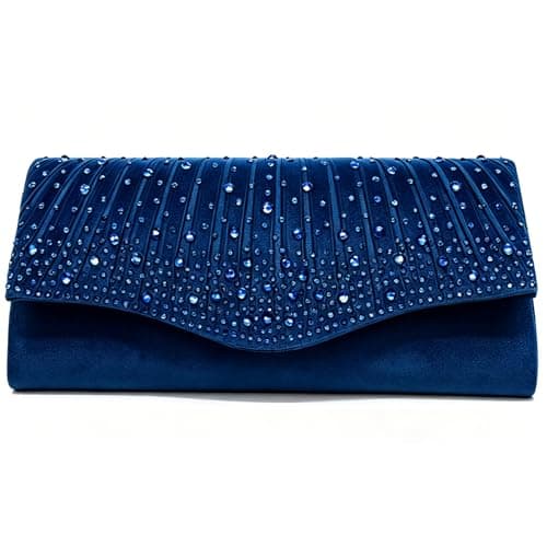 LUKLUKTAISUN 2026 Dressy Evening Bag for Women Rhinestone Formal Purse Envelope Handbag Bridal Wedding Minimalist Clutch(Navy) - Image 1