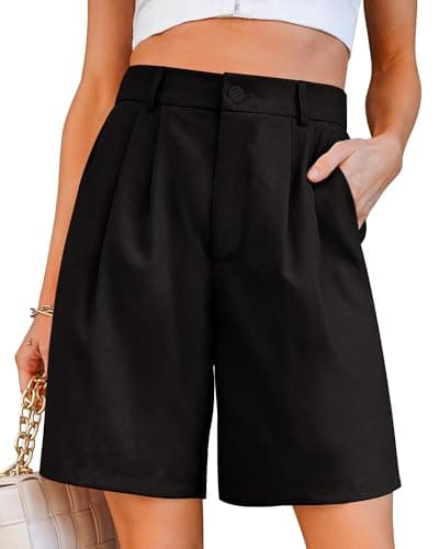 luvamia Womens Shorts with Pockets Dressy Shorts for Women Womens Black Shorts Summer Shorts for Womens Dressy Shorts Shorts Women High Waist Size Large Size 12 14 - Image 1