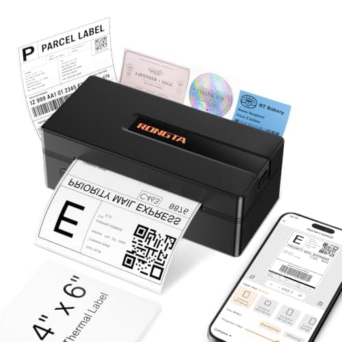 Rongta Bluetooth Thermal Shipping Label Printer: 4x6 Wireless Label Maker for Small Business - Compatible with Windows, Mac, iPhone& Android, Widely Used for Amazon Shopify Etsy(Black)