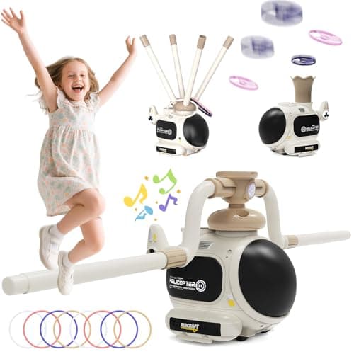 WhimsQuest 4-in-1 Kids Outdoor Game Toy, Auto Disc Launcher, Jump Dodge & Ring Toss, Interactive Sports Play for Boys & Girls (White) - Image 1