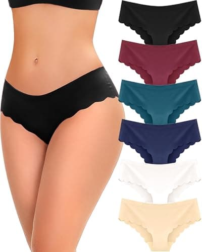 FINETOO 6 pack Seamless Underwear for Women Sexy Low Rise Hipster Wave Edge No Show Bikini Panties Womens Cheeky S-XL - Image 1