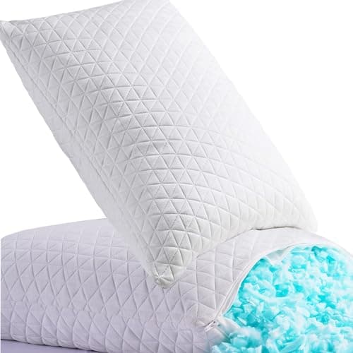 KEYOOHOME Shredded Memory Foam Pillows for Sleeping,Bed Pillows Queen Size Set of 2 Pack Cooling Adjustable,Good for Side and Back Sleeper with Washable Removable Cover - Image 1