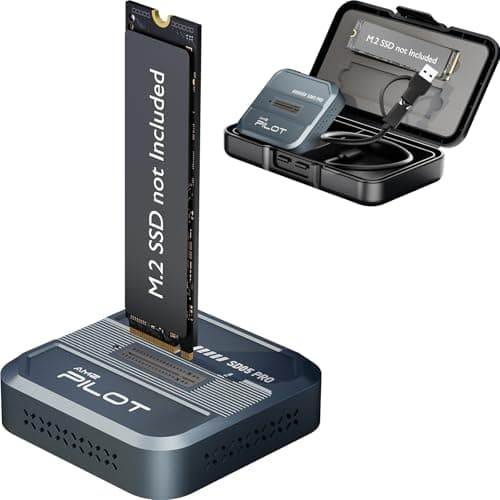 AMZPILOT SD05 Pro M.2 SSD to USB C Docking Station, 10Gbps NVMe PCIe SATA NGFF External Reader, RTL9210C Chip Tool-Free Aluminum Enclosure with 3-Sided Cooling & Portable Organizer Case, 4TB, Gray - Image 1