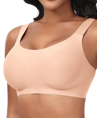 Ganado Seamless Wireless Bras for Women Full Coverage No Underwire Supportive Bras Padded T Shirt Bra Comfort Bralette (Nude, Small) - Image 1