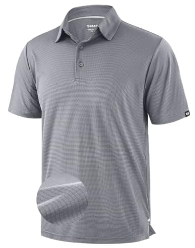 G Gradual Mens Golf Shirt Short Sleeve Athletic Dry Fit Moisture Wicking Performance Lightweight Grid Summer Collared Polo Shirts for Men(Silver Grey,3X-Large) - Image 1
