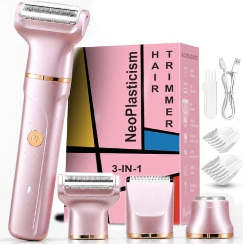 Bikini Trimmer for Women, 3-in-1 Painless Electric Razors for Women with Ceramic Blades & IPX7 Waterproof Design, Rechargeable Cordless Electric Shaver for Legs, Underarms, Face & Bikini Line - Image 1