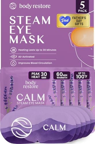 Body Restore Heated Eye Mask for Dry Eyes 5 Pack – Fathers Day Gift for Dad, Self Heating Warm Compress, Birthday Gifts for Women and Men, Relaxation – Lavender - Image 1