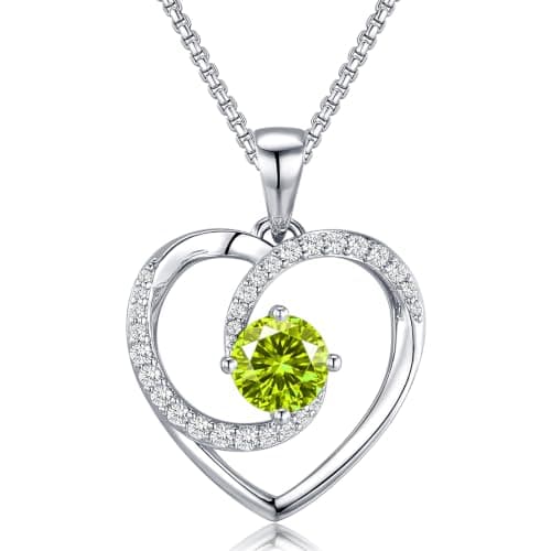 Lyniuoy Heart Birthstone Necklace for Women 18K White Gold Plated August Birthstone Pendant Necklace Birthday Anniversary Jewelry for Wife Mom Daughter with Sentimental Gift Box - Image 1