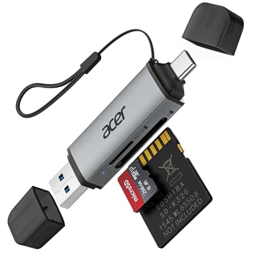 acer SD Card Reader USB C, Dual Slots USB 3.0 Type C to Micro SD Card Adapter, Memory Card Reader for MicroSD, SDHC, SDXC, Compatible with Laptop, PC, iPhone16/15, MacBook Pro/Air, iPad Pro, Android - Image 1