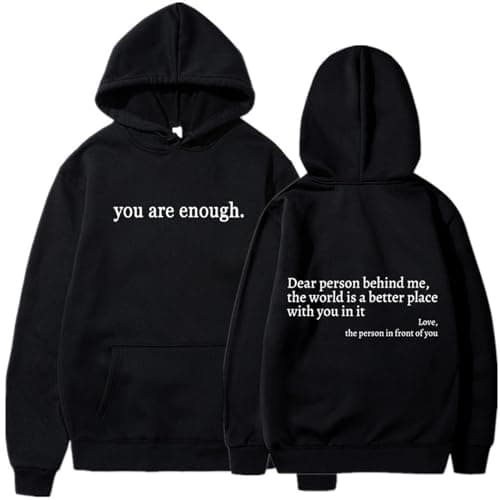 Enthowother Dear Person Behind Me Sweatshirt Hoodie,Halloween Sweatshirt White Hoodie (Black Hoodie,M) - Image 1