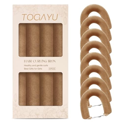Togayu Heatless Curls Overnight Set - Jumbo Overnight Hair Curlers to Sleep In, Soft Velvet Hair Rollers for Women, No Damage Curls Styling Tools 8pcs