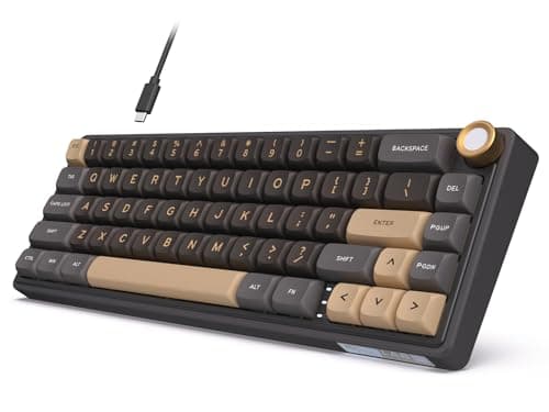 RK ROYAL KLUDGE R65 Wired Gaming Keyboard with Volume Knob, 60% Percent RGB Backlit Mechanical Keyboard Gasket Mount with PBT Keycaps, MDA Profile, QMK/VIA, 66 Keys Hot Swappable Cream Switch, Black - Image 1