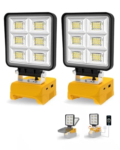 T-SUN LED Work Light, Portable Work Light Compatible with Dewalt 20V Battery, Cordless Flashlight Flood Lights 52W 5200LM with USB &Type C Charger Port for Workshop, Garage Repair (2 Pack) - Image 1