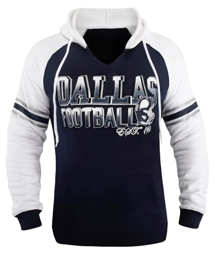 Simapak Womens City Football V Neck Athletic Fleece Hoodies Pullover Raglan Sweatshirts - Navy & White (Size: S) - Image 1