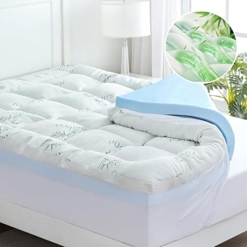 DOWNCOOL Dual Layer 4 Inch Memory Foam Mattress Topper Twin – 2 Inch Gel Memory Foam & 2 Inch Pillow Top Mattress Pad, Soft & Breathable Viscose Made from Bamboo, for Back Pain Relief - Image 1