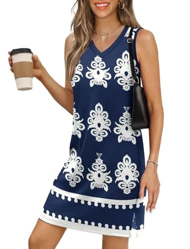 BKRIVE V-Neck Summer Casual Beach Dresses for Women 2026 Vacation Women's Sleeveless Sundress with Split - Image 1