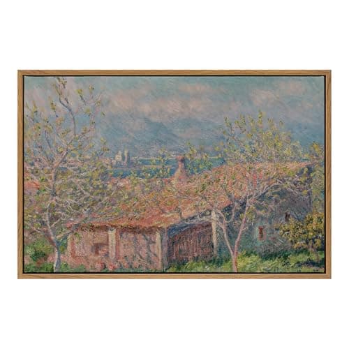 DAJONART Vintage Floating Framed Wall Art for Kitchen Living Room Office Bathroom, Rustic Floral Landscape Canvas Prints French Countryside, Antique Framed Christmas Wall Decor Gift for Women, 36x24 - Image 1