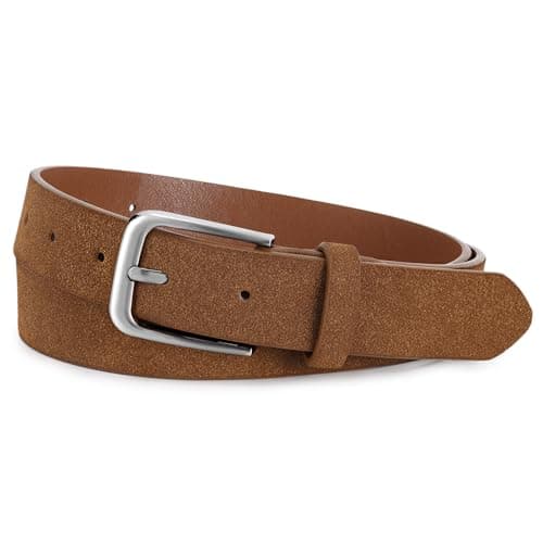 WHIPPY Women Casual Leather Belt for Jeans Pants, Fashion Ladies Waist Dress Belt,Brown Suede,XXXL - Image 1