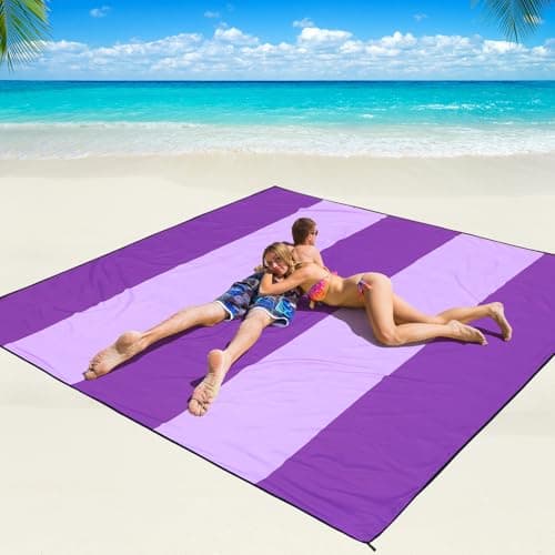 WIWIGO Beach Blanket Waterproof Sandproof Beach Mat 79" X 83"/10'x9'for 2-8 Adults Quick Drying Outdoor Picnic Mat Beach Accessories for Travel, Camping, Hiking - Image 1