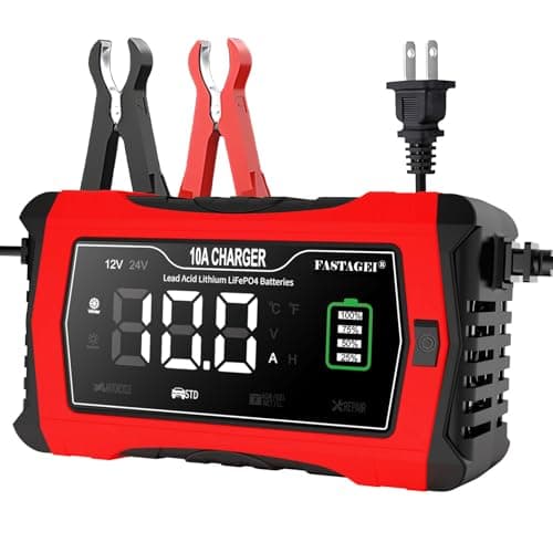 FASTAGEI Lithium/LiFePO4/Lead Acid Battery Charger Smart Battery Trickle Charger 12V/24V 10A/5A Automotive Battery Maintainer Desulfator Temp Compensation for Car Truck Motorcycle Lawn Mower Marine RV - Image 1