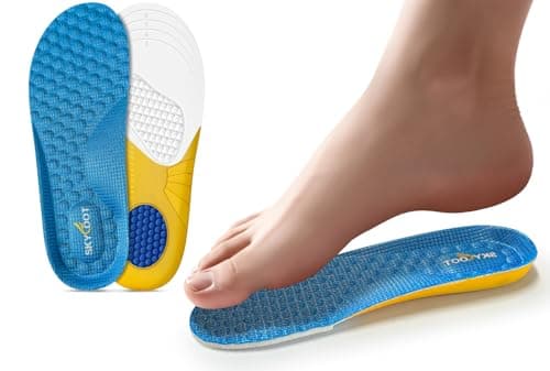 Skyfoot Shoe Insoles for Kids Worn Down Inserts Replacement, Comfy, Breathable, Cut to Fit Sturdy Shoe Soles for Child Sneakers (Blue - 2 Pairs, Big Kids: 3-6) - Image 1