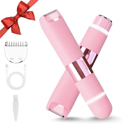 Bikini Trimmer for Women - Waterproof & Painless Dual Head Shaver for Pubic Hair, Face, Legs, Underarms, 2-in-1 Bikini Shaver (Pink) - Image 1