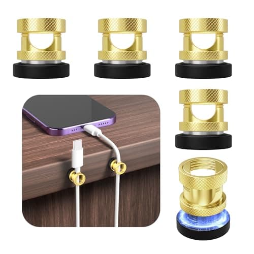 Maveek Magnetic Cord Clips 6 Pack, Wire Organizer Metal Cable Clips Adhesive Cable Management For USB Charging Cords, Desk Office Car Dash Cam Nightstand (Premium Gold Edition) - Image 1