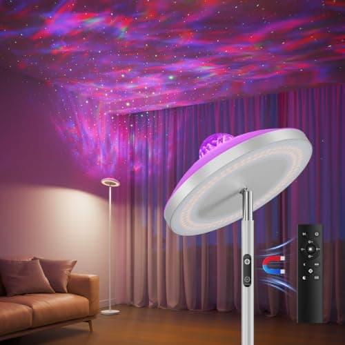 DUSKTEC 3-in-1 Floor Lamp with Galaxy Star & RGB Aurora Projector, Magnetic Remote & Touch Control, 1400lm, 3000K-6000K Tunable White, 10%-100% Dimmable for Living Room, Bedroom & Gaming Room(White) - Image 1