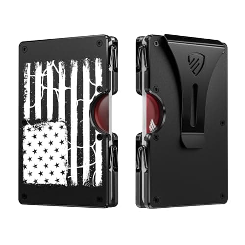 RUNBOX Minimalist Wallet for Men - Slim RFID Blocking Metal Card Holder with Money Clip, Ultra-Thin Front Pocket Design Holds Up to 15 Cards, Gifts for Men(Patriot) - Image 1