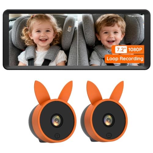 Babyvue BV3 MAX Record & Monitor Baby Car Camera for 2 Kids, 1080P 7.2" Split Screen Display with IR Night Vision, Easy Setup Carseat Camera, Rear Facing Baby Car Monitor for Twins/Pet - Image 1