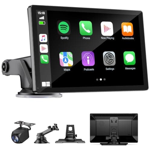 9" Wireless Apple Carplay Screen for Car with 4K Dash Cam, Portable Apple Carplay & Android Auto with 1080p Backup Camera DVR, Voice Control/GPS Navigation/Mirror Link/BT - Image 1