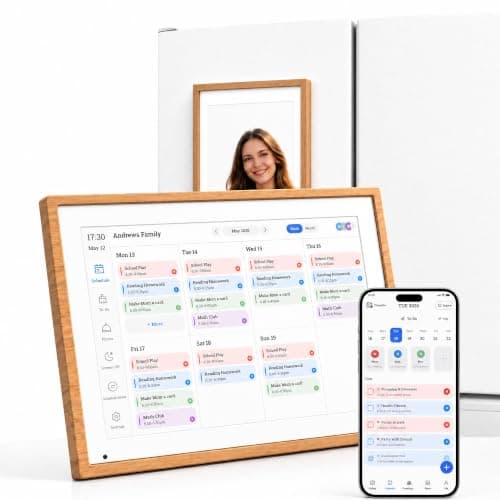 QUNUB 10.1 Inch Digital Calendar 2026 Chore Chart – Interactive Touchscreen Wall Planner, Smart Family Organizer for Family Schedules, Desktop and Wall Mountable, Woodgrain - Image 1