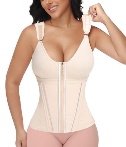 POP CLOSETS Faja Waist Trainer for Women Girdle for Women Tummy Control Waist Cincher with Bra Beige 3XL - Image 1