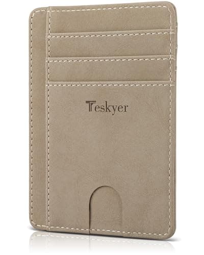 Teskyer Slim Wallet for Men, Minimalist Front Pocket RFID Blocking Leather Wallet Credit Card Holder for Men & Women - Image 1