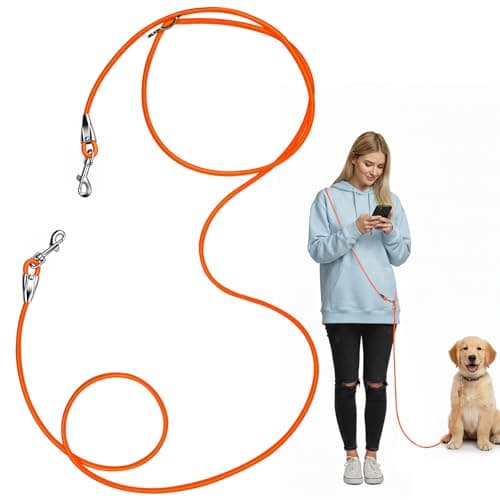 Léwind 8.2ft Hands Free Dog Leash,Versatile Waist & Crossbody Lead for Medium Dogs,Waterproof & Adjustable for Running Jogging Walking, 360° Swivel Metal Buckle (Orange)
