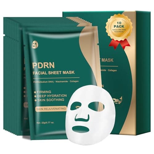 AOPEIBOTO PDRN Face Mask (10 Sheets) with Salmon DNA PDRN Collagen, Overnight Face Mask for Glass Glow Skin Hydrating & Soothing, Skin Repair