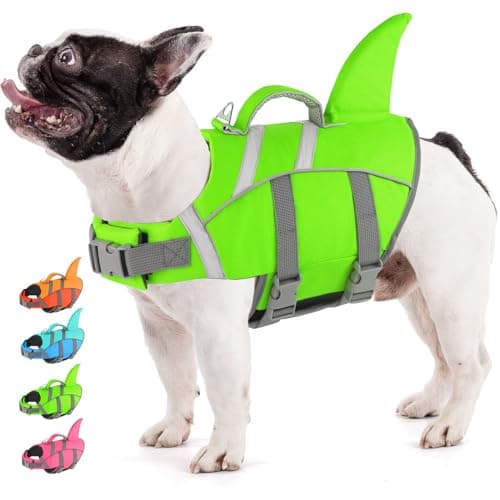 Doglay Shark Dog Life Jacket - Reflective Dog Life Vest for Swimming and Boating with Rescue Handle, Adjustable High Buoyancy Floating Vest for Small Medium Large Dogs