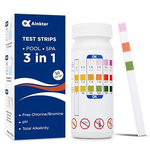 Ainkter Pool Test Strips - 3-in-1 Pool Water Testing Kit for Chlorine/Bromine, pH, Alkalinity - Easy and Accurate Hot Tub Test Strips for Swimming Pools & Spas - 50 Strips - Image 1