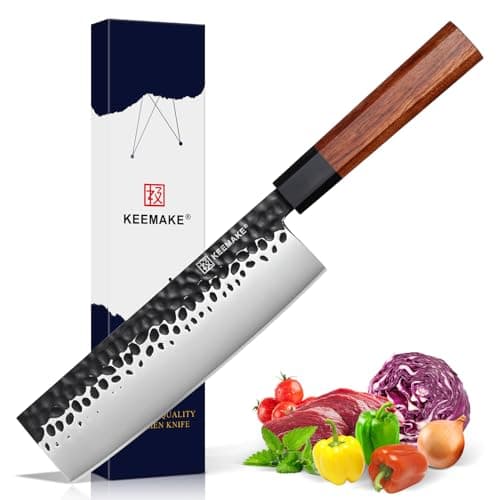 KEEMAKE Nakiri Knife 7 inch - Vegetable Knife Japanese 440C Stainless Steel Sharp Asian Cooking Knives with Octagonal Rosewood Handle - Image 1
