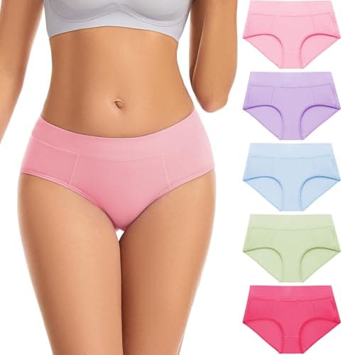 CleainKorte Womens Underwear Cotton Hipster Ladies Panties for Women Mid Rise Coverage Briefs Strech Breathable - 5 Pack - Image 1