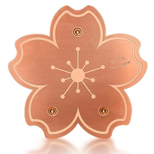 Yncotte 99.99% Pure Copper Bird Bath Disk, Triple Point Support Design Lower Cleaning Frequency for Physical Safe Water Purify Outdoor Bird Bowls All-Season (1, Copper Flower) - Image 1