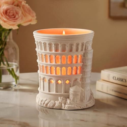 LOHAS Flameless Candle with Remote: Leaning Tower of Pisa Decorative Candle, Real Wax Dimmable LED Candle, Timer & Flickering Flame, Battery Operated Home Decor for Living Room Shelf Table Centerpiece