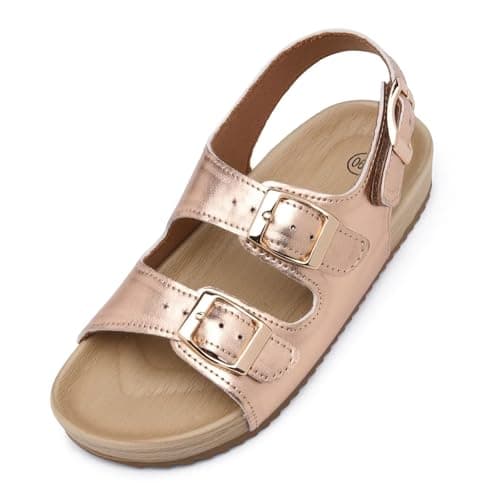 Cubufly Girls Boys Sandal Adjustable Double Buckle Casual Flat Open Toe Lightweight Summer Shoes Hook Loop Sandal for Toddler Little Big Kid - Image 1