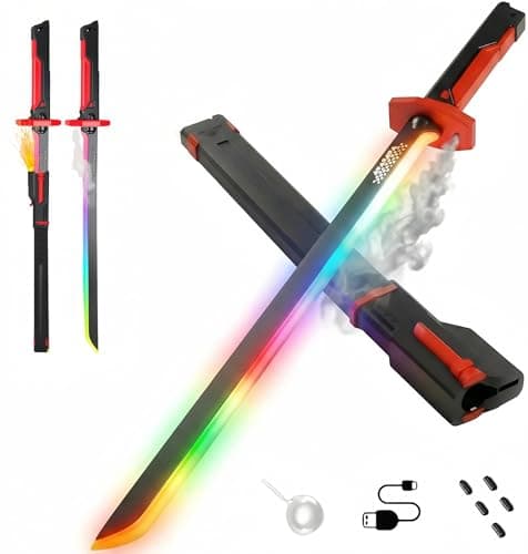 Cravonel Cyberpunk Spark Sword 31.5 in LED Light Up Saber with Mist - Image 1