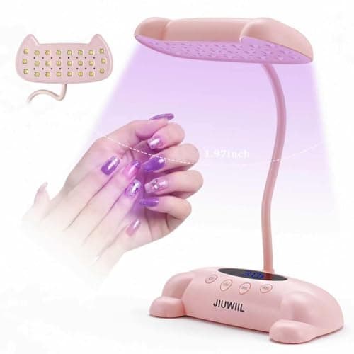 U V LED Nail Lamp, JIUWIIL U V Light for Gel Nails with 24 Beads Curing lamp 3 Timer Nail Dryer, LCD Display, Auto Sensor, Fast Curing Goosenecks Lamp for Gel Polish for Advanced DIY at Home (Pink) - Image 1