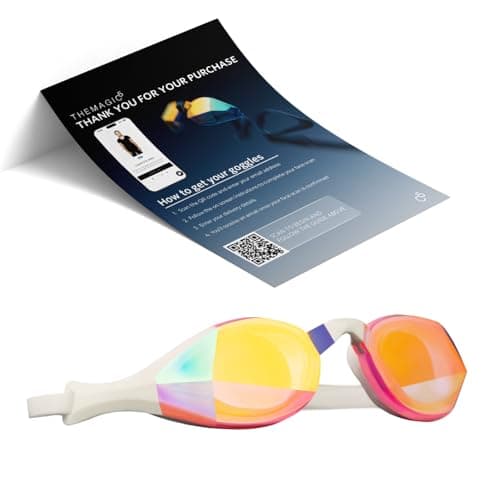 THEMAGIC5 VECTOR Swim Goggles for Men and Women - The World's 1st Custom Fit Swimming Goggles for Adults - QR Code Ships by Mail - Anti-Fog Competitive Racing Pool (VECTOR PINK MAGIC MIRROR GOLD)