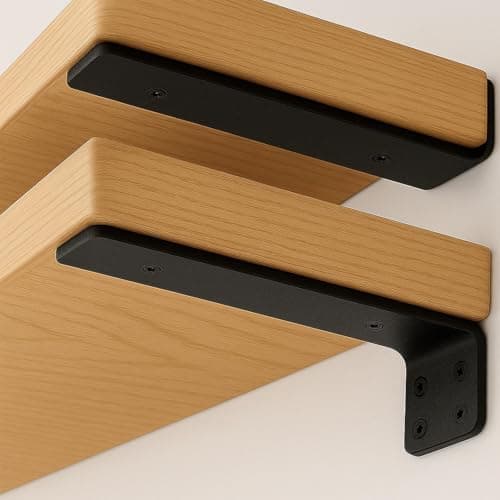 Floating Shelf Bracket 6 Inch of 6 Pack Heavy Duty Shelf Brackets Brackets for Shelves Black Coated Metal L Bracket Wall Shelf Support DIY Brackets with 1/5 Inch Thick and 160 LBS Load Capacity - Image 1