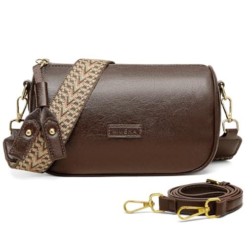 GEMIU Shoulder Bag, Small Crossbody Bag with 2 Removable Straps, Handbags Leather Purse with Zipper Closure, Brown Purses for Women for Travel - Image 1